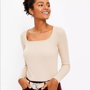 LOFT Ribbed Square Neck Tee